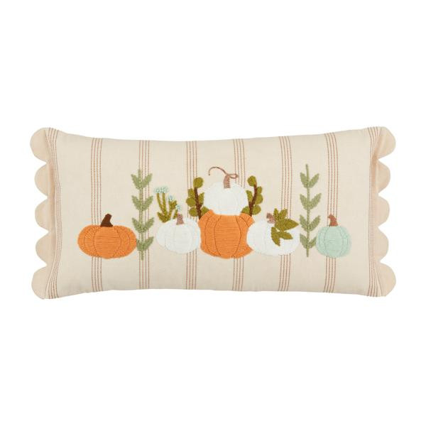 Lumbar scallop pumpkin pillow | Mud Pie