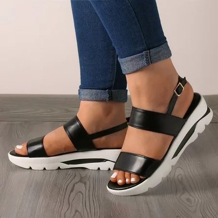 〖Yilirongyumm〗 Black 39 Sandals Women Fashion Spring Summer Women Sandals Casual Buckle Strap Thick  | Walmart (US)