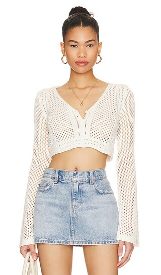 Gracie Crochet Top in Ivory | Revolve Clothing (Global)