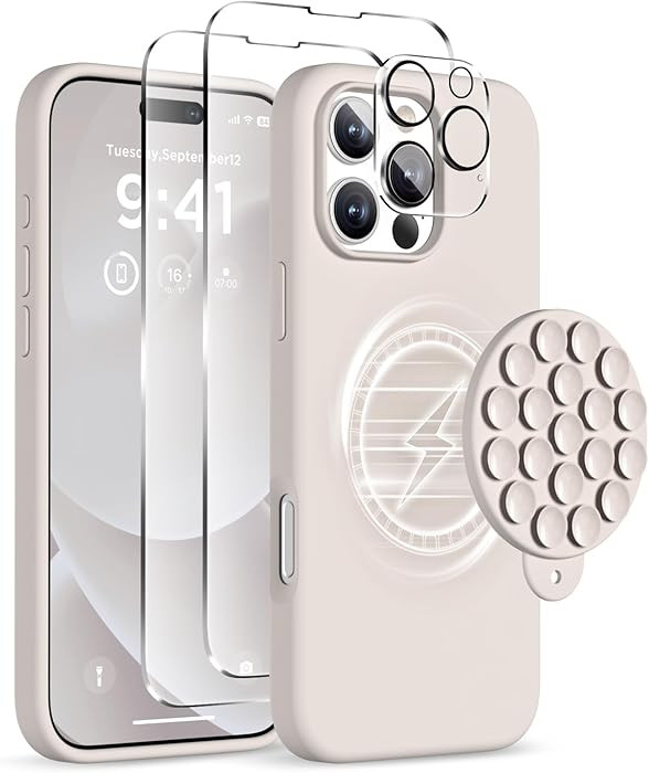 Magnetic for iPhone 16 Pro Max Case, Compatible with Magsafe, Suction Cup Phone Mount, [2 Screen ... | Amazon (US)