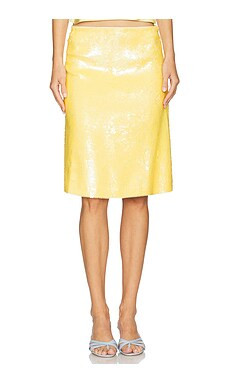 GUIZIO Isabelle Sequin Midi Skirt in Honey Butter from Revolve.com | Revolve Clothing (Global)