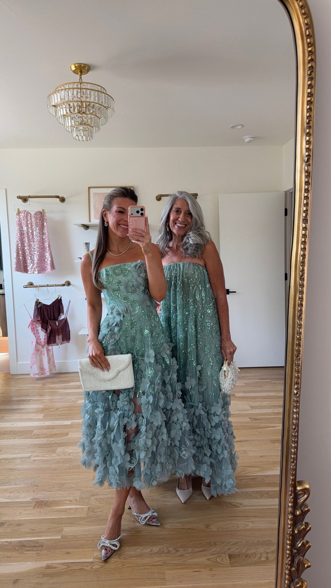 mom & me sage-green strapless fitted bodice and floral detail, sage green strapless with fuller solid silhouette and floral detail wedding guest dresses 💐

i'm 5'4" and typically wear a small/2
• i sized down in lily floral dress
mom is 5'4" and typically wears a medium/6

lulus: emerson20 (first purchase only) 

mom & me dresses, wedding guest dresses, mother of the bride, mother of the groom, wedding guest outfit ideas, black tie, cocktail attire

#LTKootd #LTKSeasonal #LTKWedding