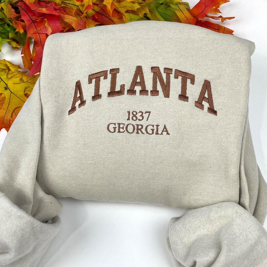 Atlanta Embroidered Sweatshirts Custom City Embroidered Sweatshirts ATL - Etsy | Etsy (US)