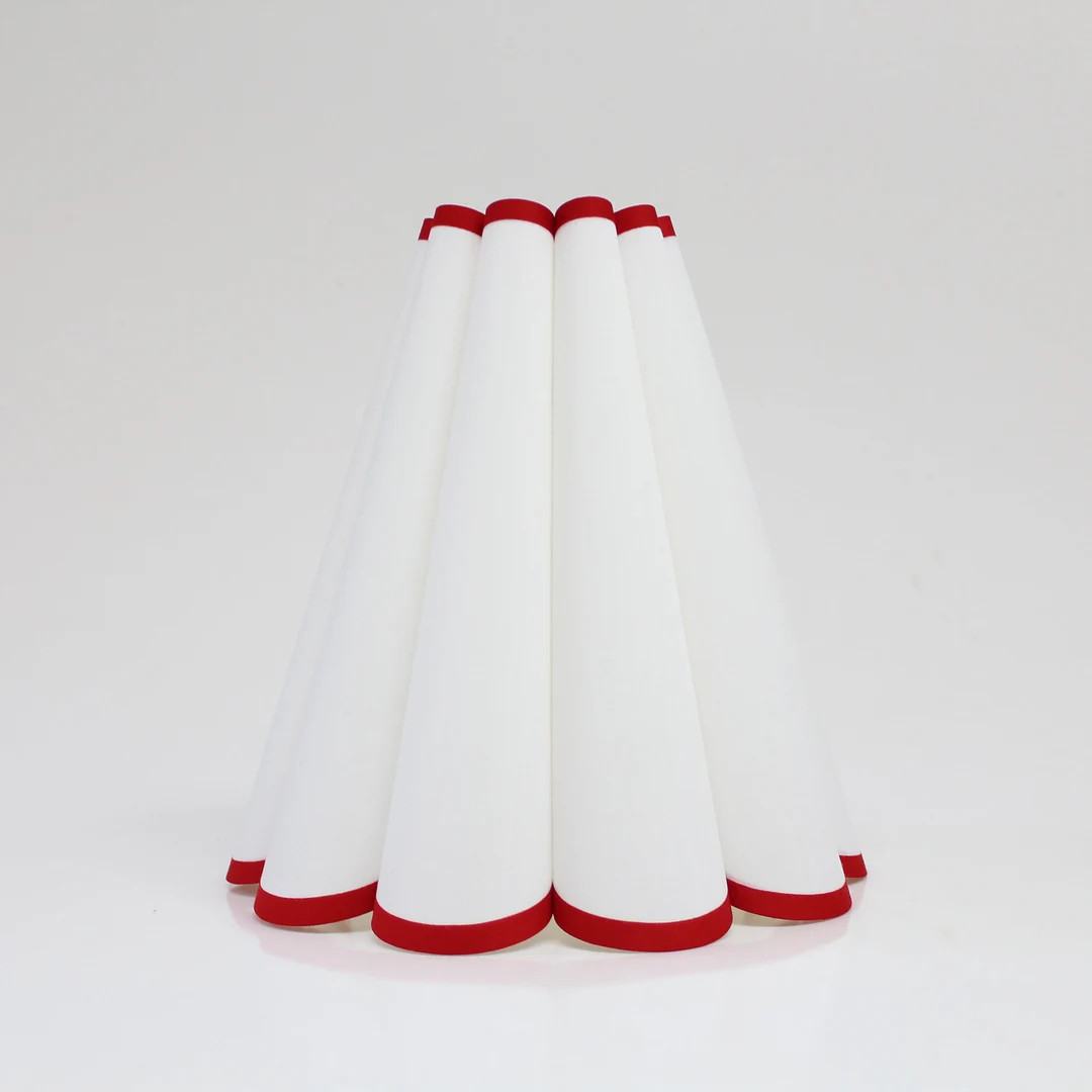 Duzy Custom Handmade Ligt Beige With Red Trim and Acrylic Pleated Lampshade 3, 110-240v/50-60hz, ... | Etsy (US)