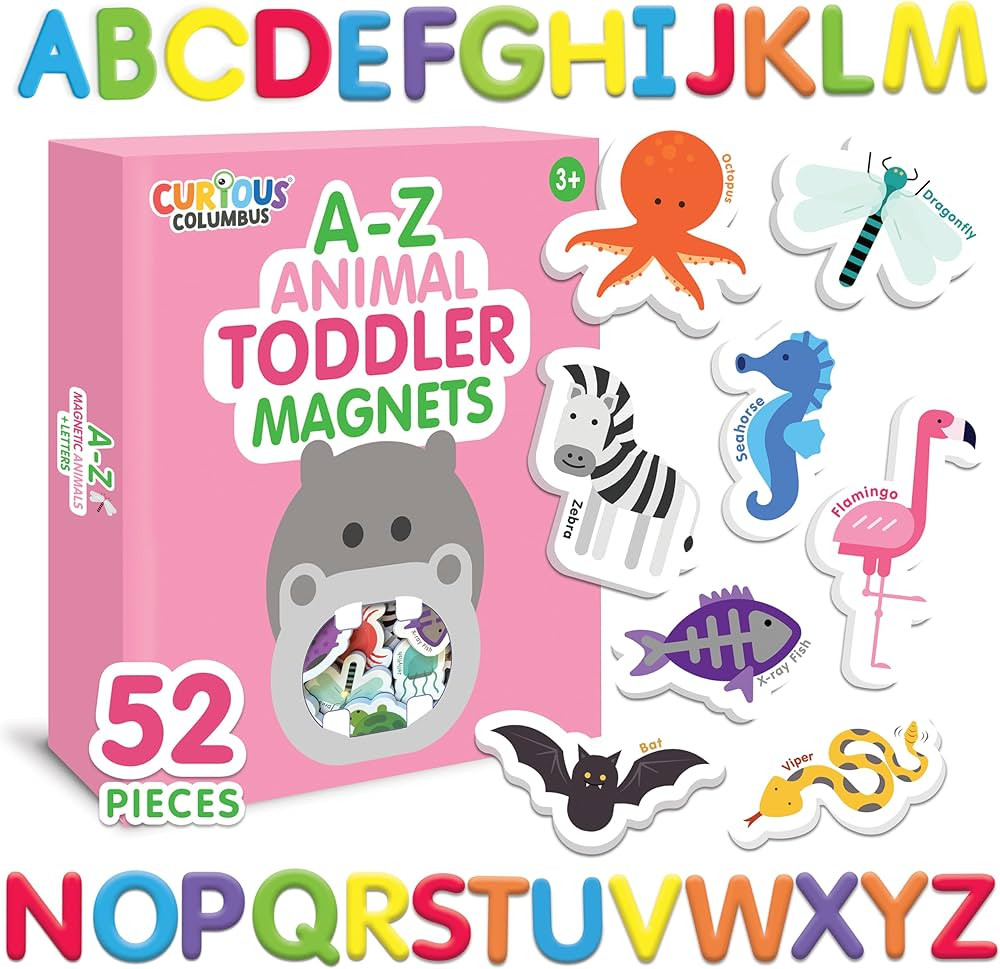 Curious Columbus Animal Toddler Magnets for Refrigerator - 52 Fridge Magnets for Toddlers Play wi... | Amazon (US)