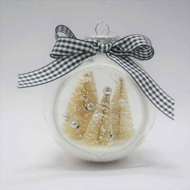 Holiday Time Clear Ball With White Tre N Bow Ornament - Walmart.com | Walmart (US)