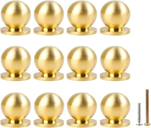 RZDEAL 12pcs Round Solid Brass Pulls Cabinet Drawer Knobs Gold Handles for Dresser Handles Knobs,... | Amazon (US)