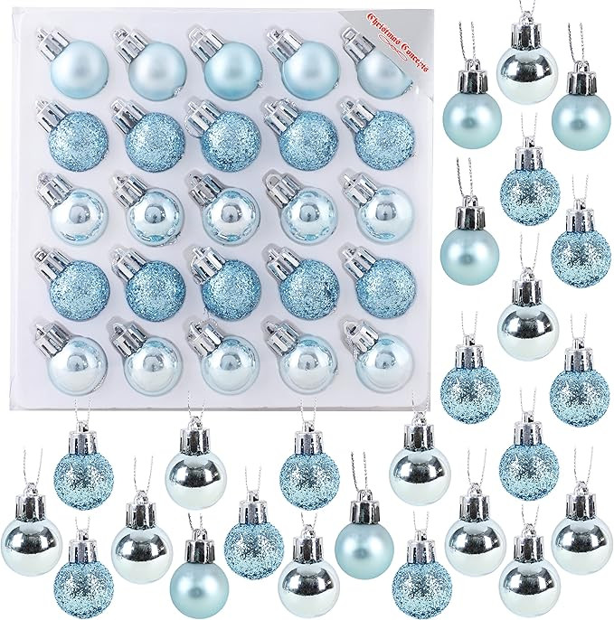 Christmas Concepts® Pack of 25-25mm, 2.5cm (1") Mini Christmas Tree Baubles - Shiny, Matte & Gli... | Amazon (UK)