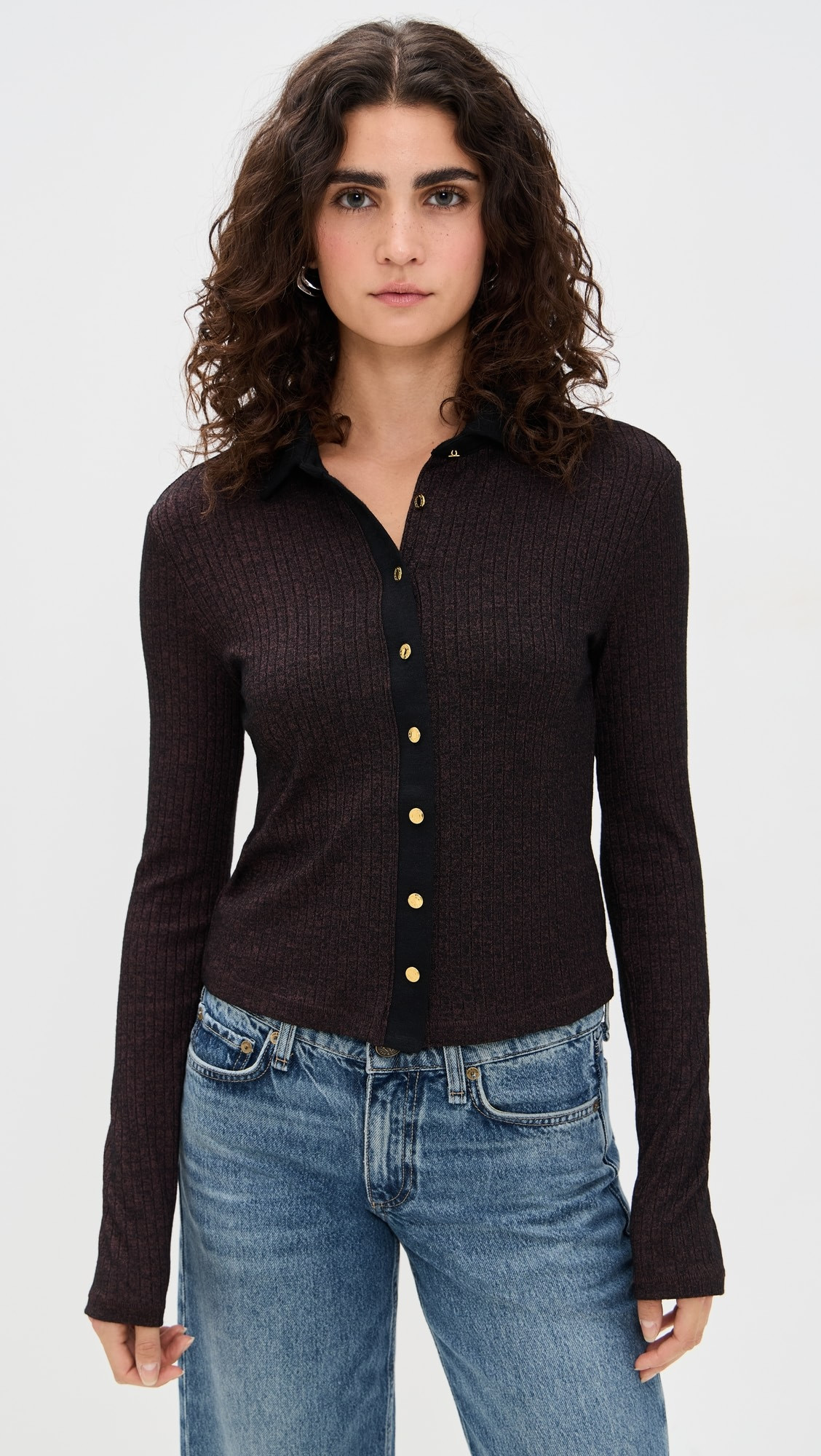 The Knit Contrast Long Sleeve Polo | Shopbop