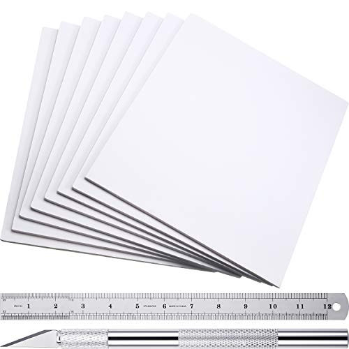 8 Pieces Foam Boards Foam Core Backing Boards, Silver Craft Knife with Protective Cap and 12 Inch Stainless Steel Ruler for Art Presentations Crafts Display Favors (White, Silver,16 x 12 x 0.2 Inches) | Amazon (US)