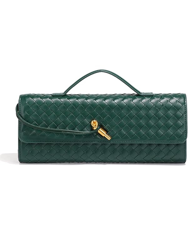 Women's for Woven Evening Bags Vegan Leather Clutch Handbags, Trendy Crossbody Bag Clutch Purses | Amazon (US)