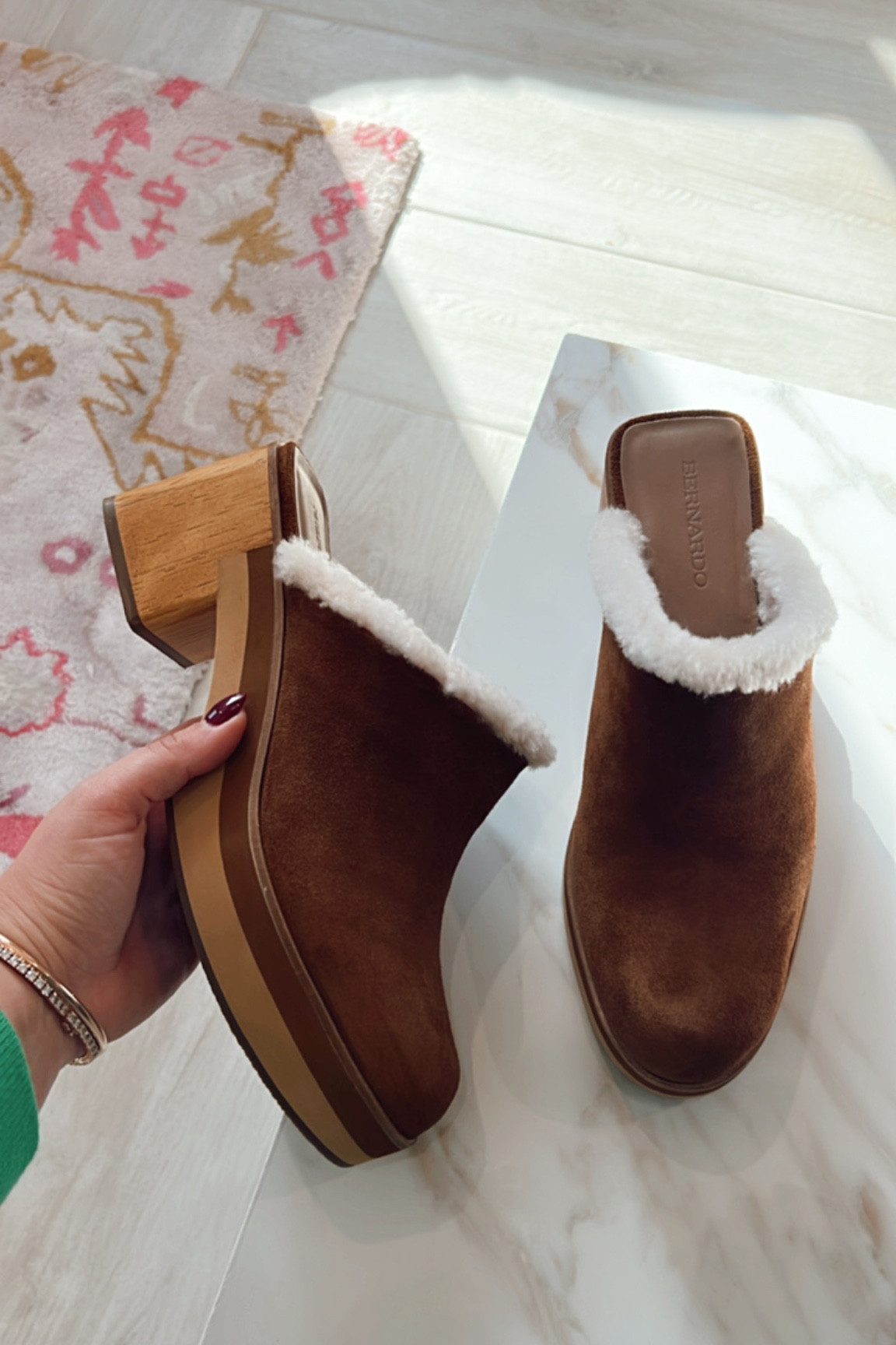 tan suede and shearling slip on clogs! runs TTS, i’m in the size 9!

#LTKshoecrush #LTKSeasonal
