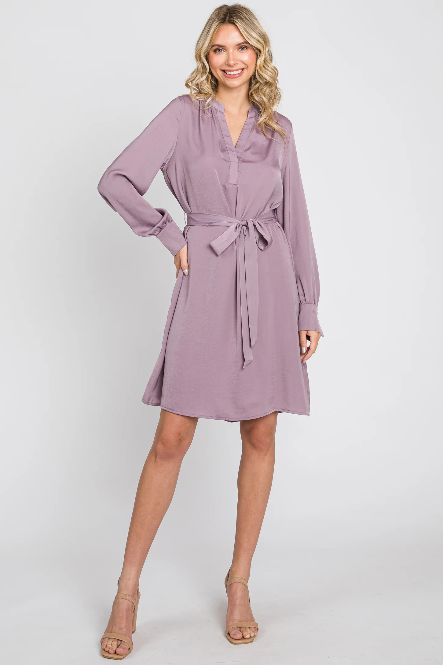Lavender Silky Sash Tie Dress | PinkBlush Maternity