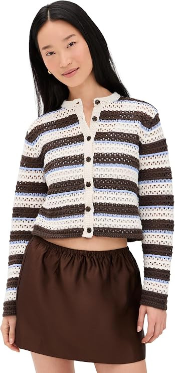 Madewell Women's Striped Crochet Cardigan Sweater | Amazon (US)