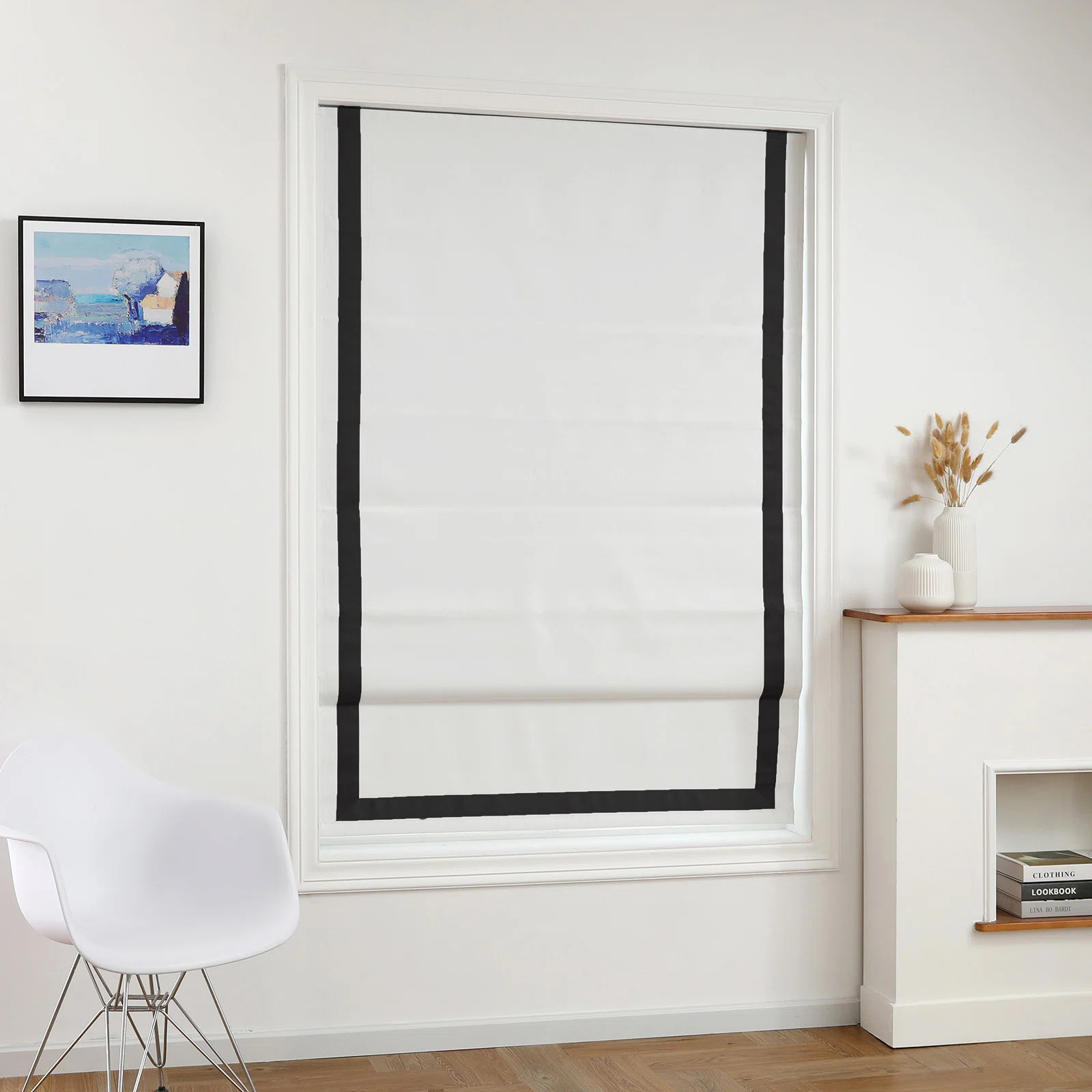 Cordless100% Blackout Roman Shades with Ribbon Border | Wayfair North America