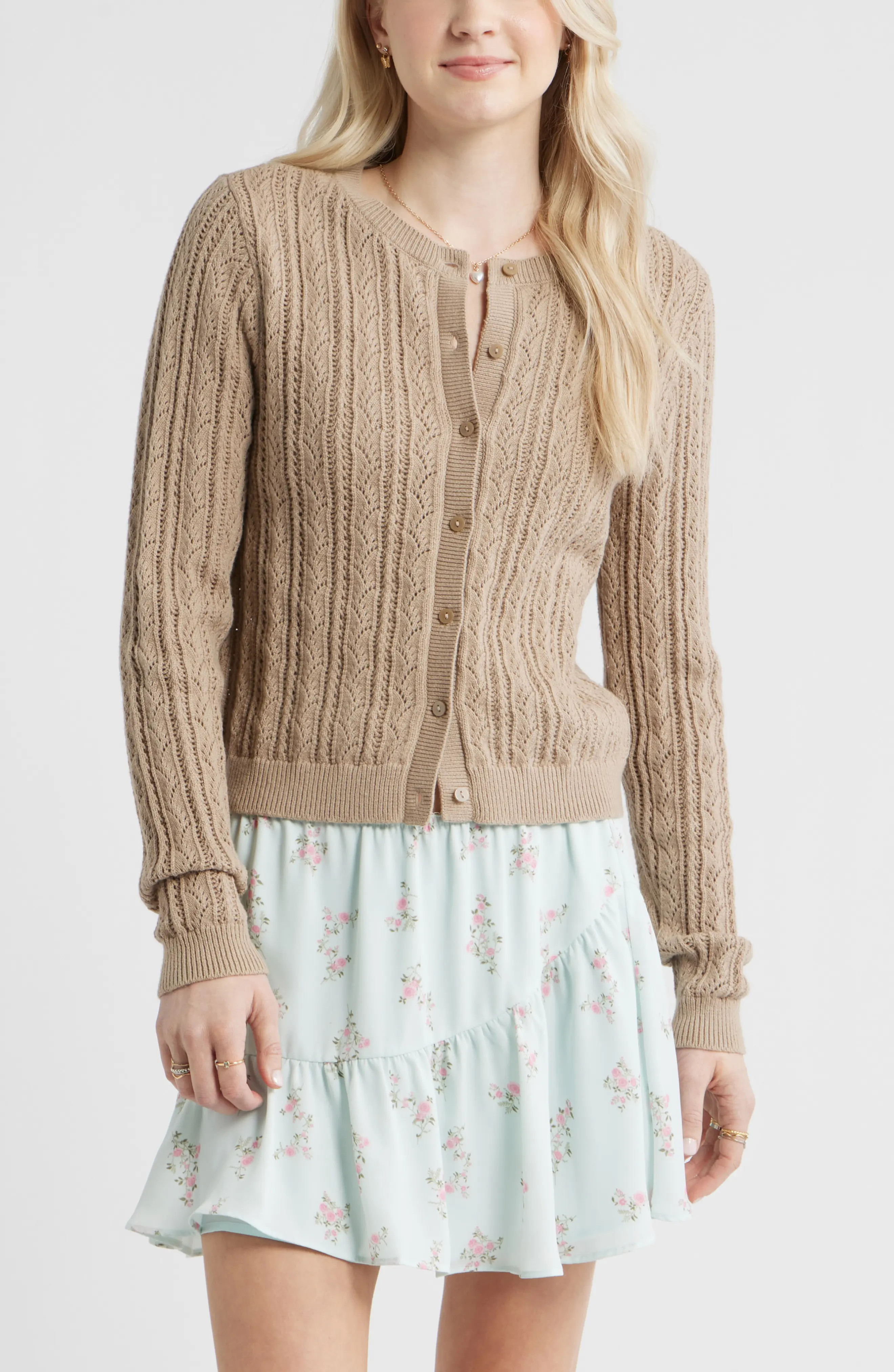 BP. Pointelle Knit Cardigan (Women) | Nordstrom | Nordstrom