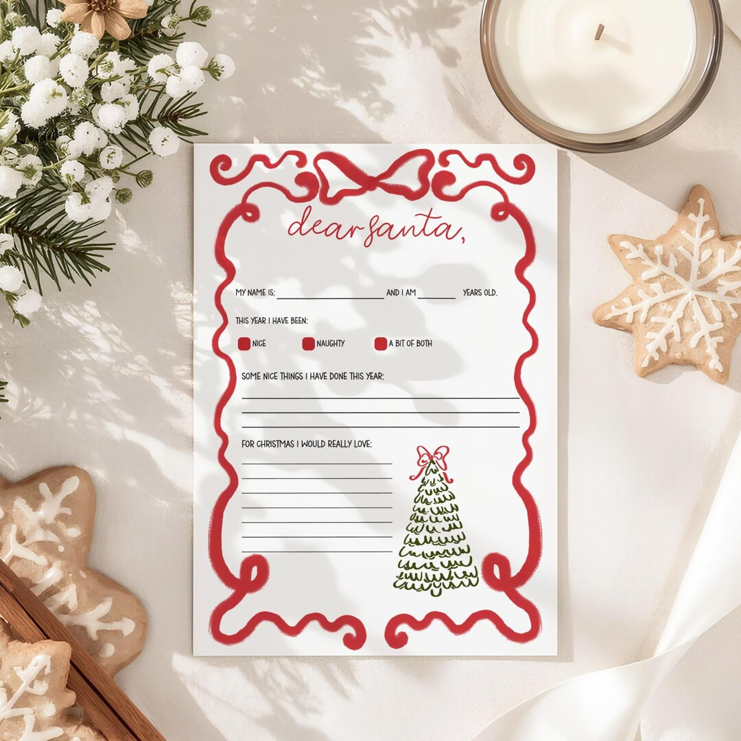 Christmas Wish List Printable, Letter to Santa Printable for Kids, 8.5x11 and 5x7 Digital Downloa... | Etsy (US)