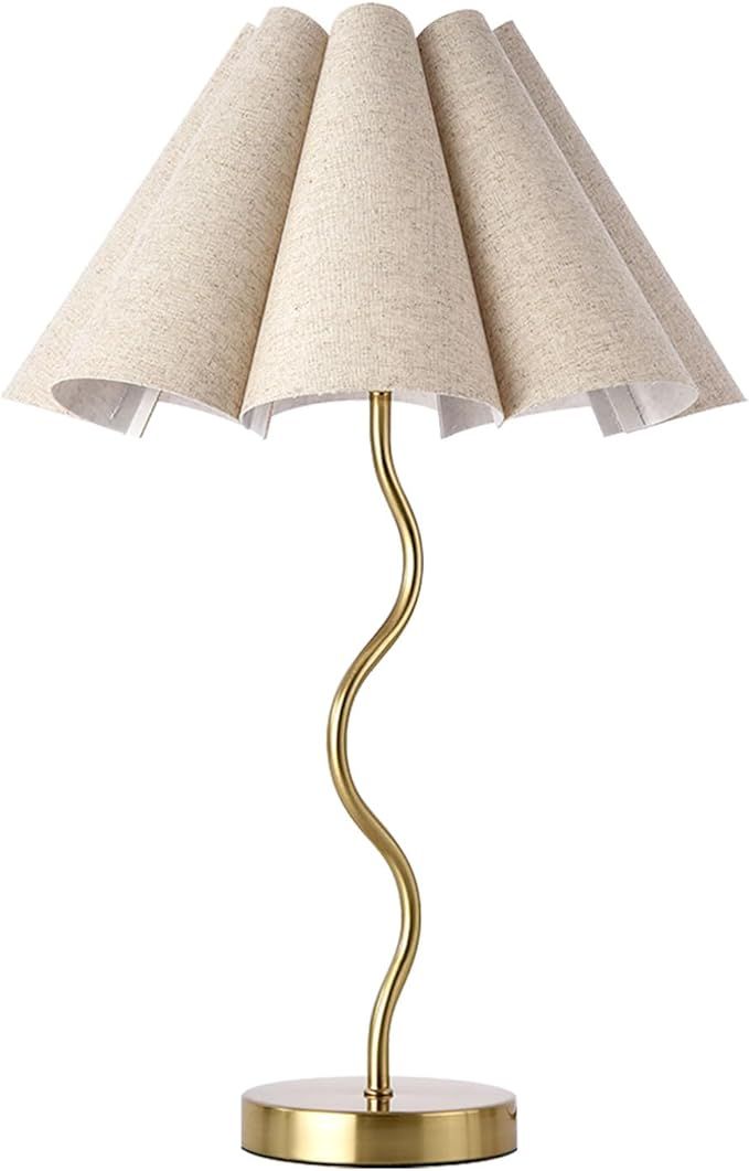 KUNJOULAM Small Table Lamp, Bedside Nightstand Lamp with Adjustable Beige Lampshade, Morden Mini ... | Amazon (US)