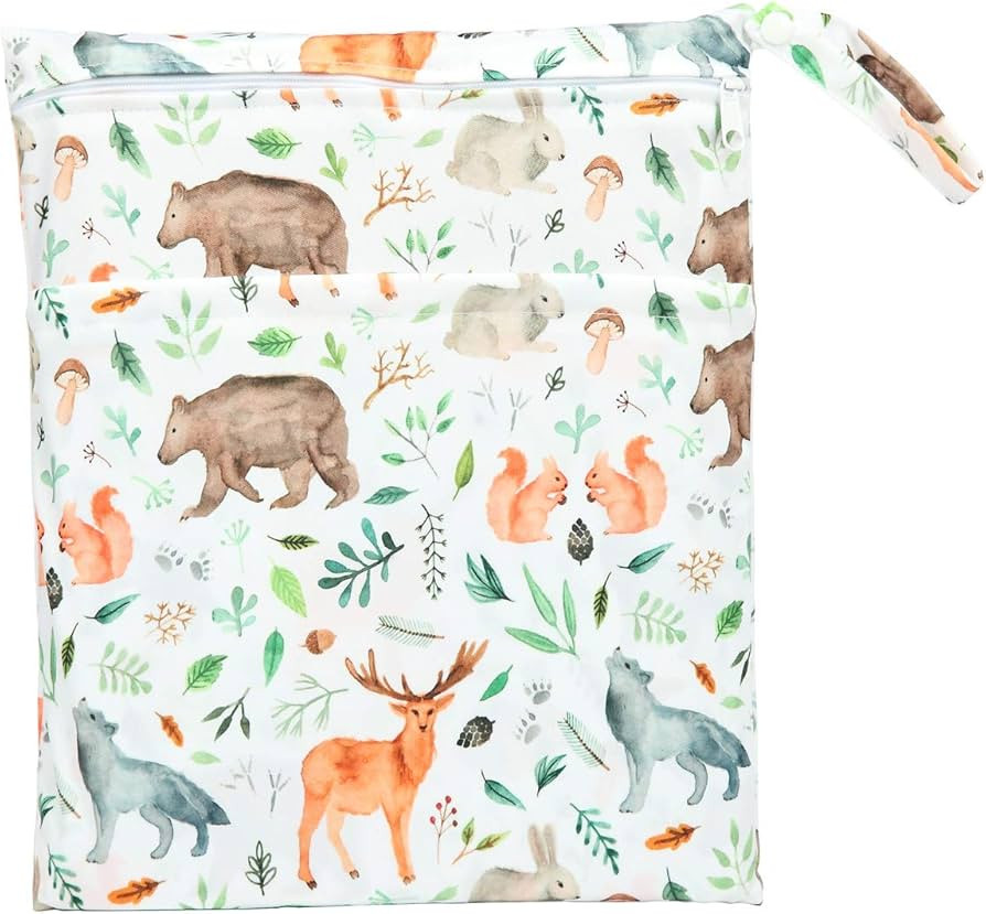 Sigzagor Wet Dry Bag Baby Cloth Diaper NappyReusable Washable With Two Zippered Pockets (Watercol... | Amazon (US)