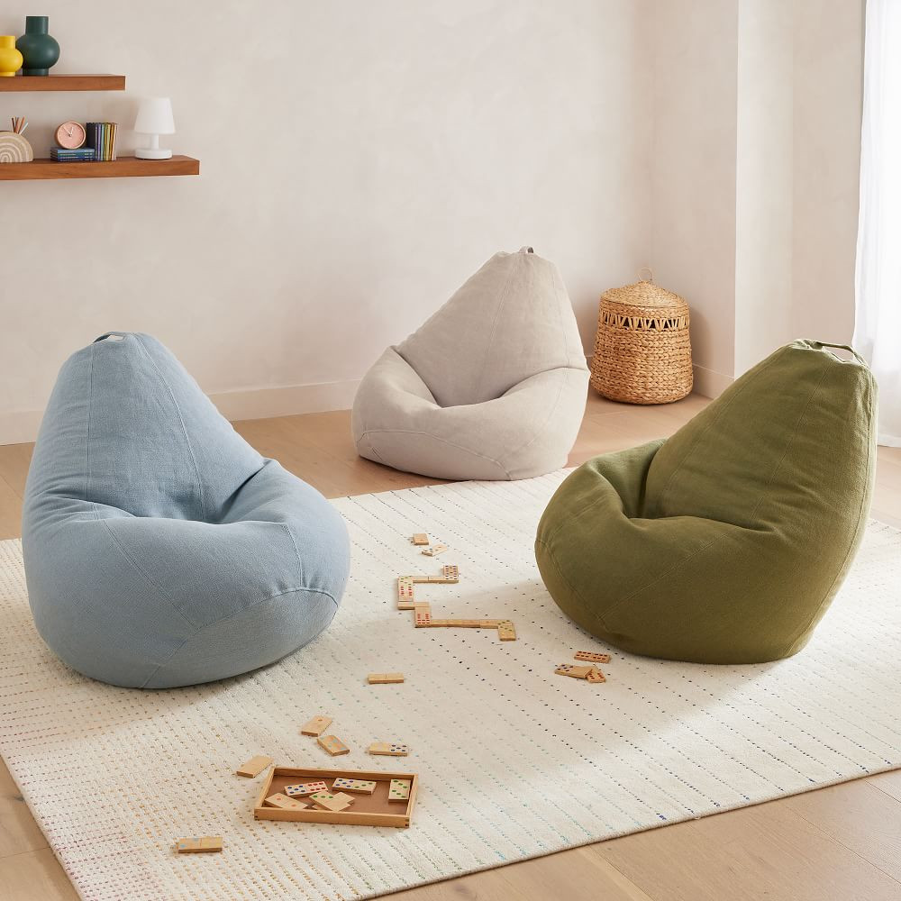 Rory Bean Bag, Olivine, Cotton/Jute, WE Kids | West Elm (US)