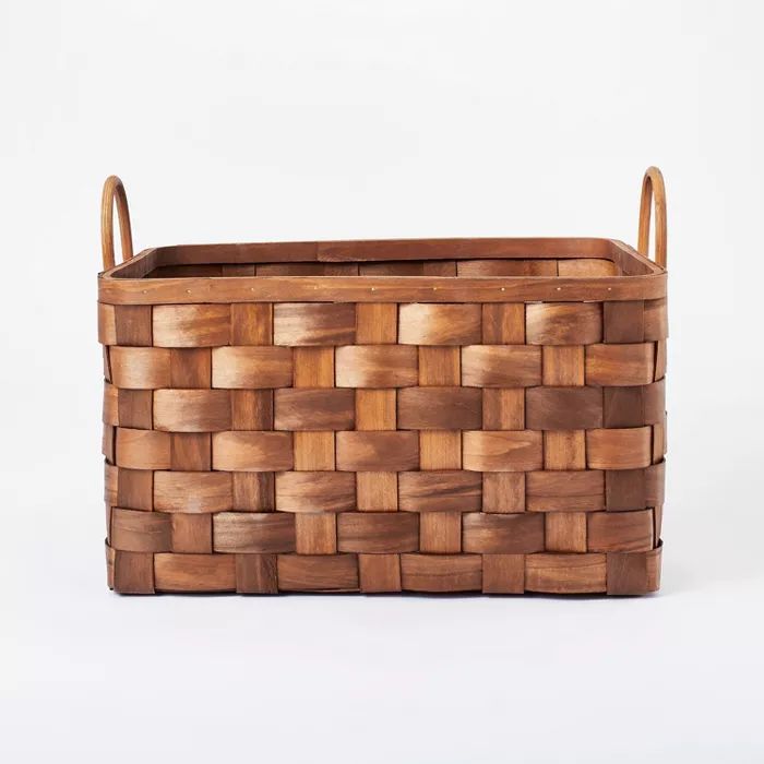 18" x 10" Decorative Rattan Basket with Handles Brown - Threshold™ designed with Studio McGee | Target