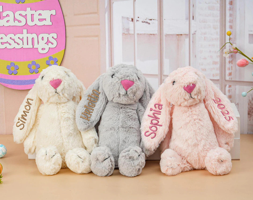 Personalized Plush Bunny Rabbit,embroidered Bunny Rabbit,monogrammed Bunny,easter Bunny Toy,newbo... | Etsy (US)