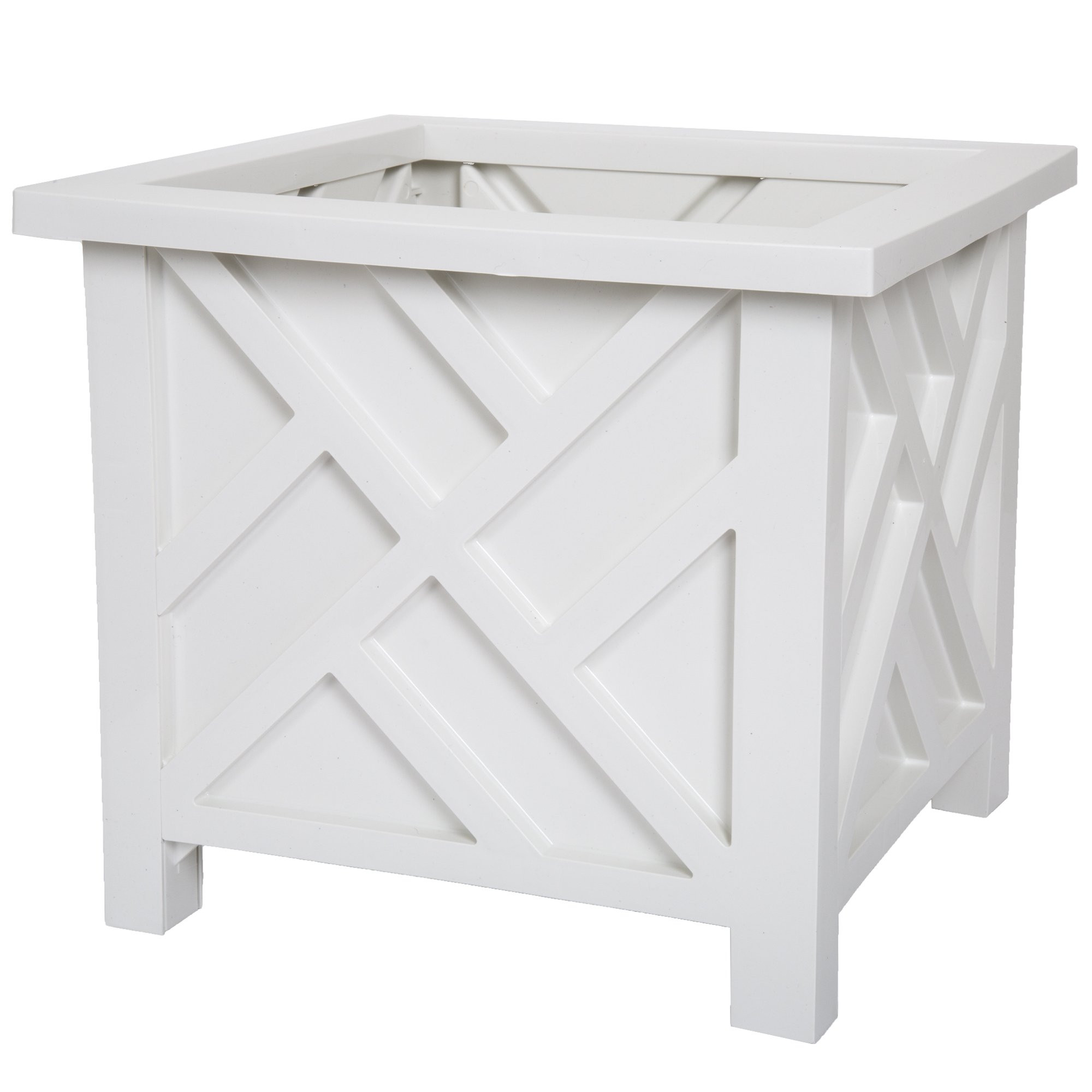 Lattice Design Planter Box – 14.75-Inch-Square Decorative Outdoor Flower or Plant Pot – Front... | Amazon (US)