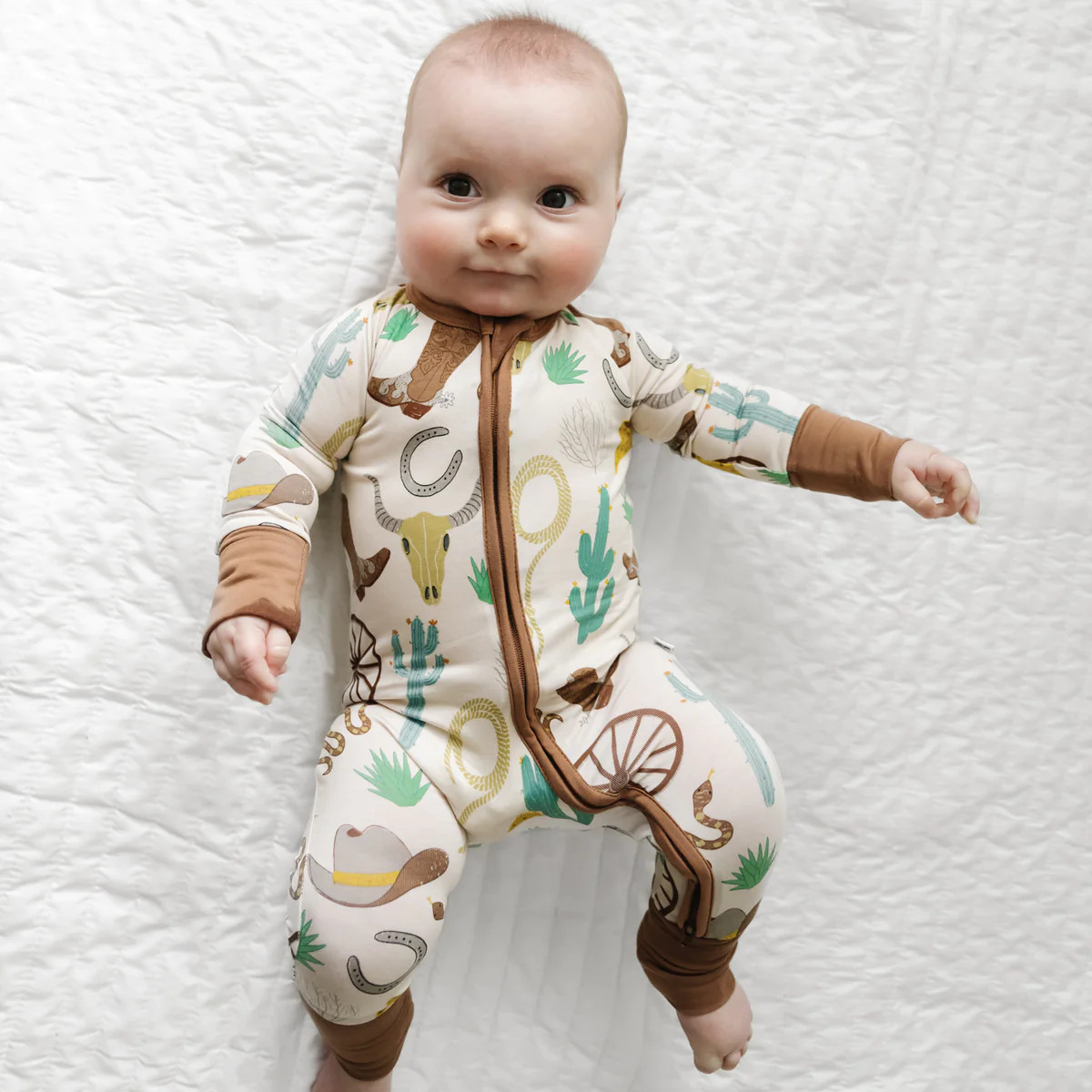 Caramel Ready to Rodeo Bamboo Viscose Zippy | Little Sleepies