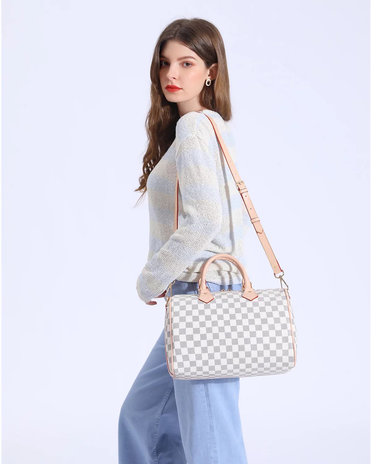 TWENTY FOUR Checkered Tote Bags Shoulder Bag Women Fashion Purses Leather Satchel Handbags With A... | Walmart (US)