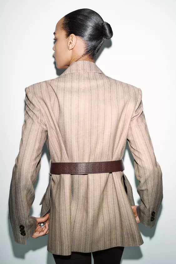 HERRINGBONE BLAZER WITH BELT | Zara US