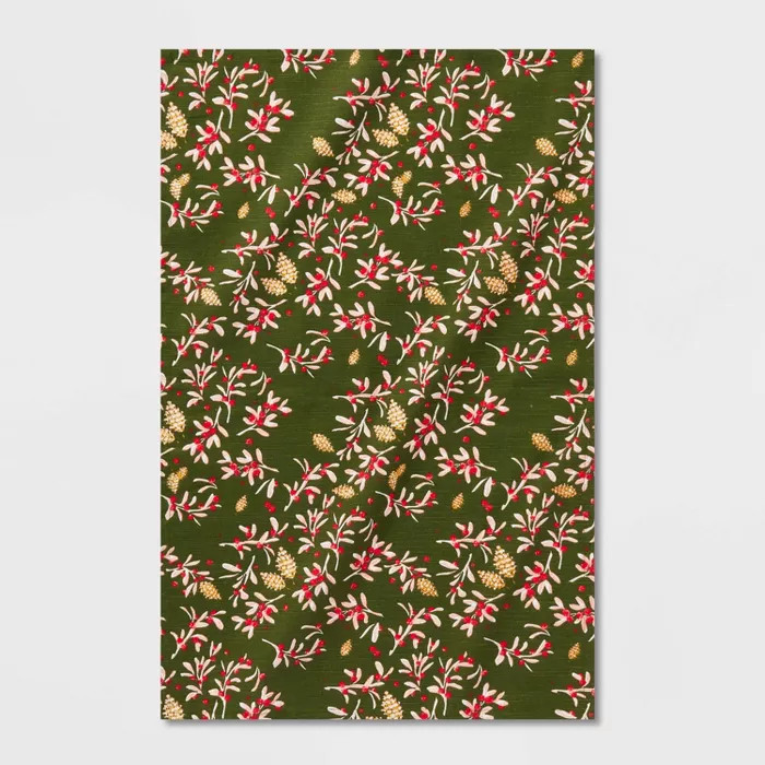Cotton Kitchen Winter Berries Towel Green - Threshold™ | Target