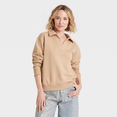 Women's Leisure Studio Pullover Sweatshirt - Universal Thread™ Tan M | Target