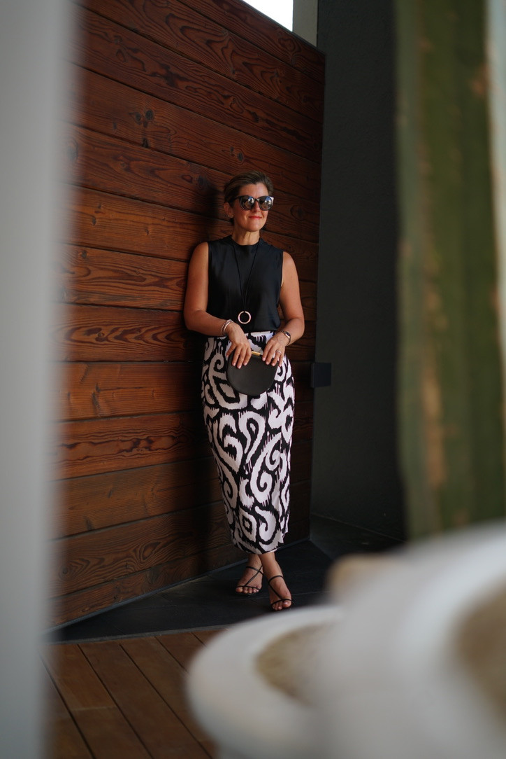 Vacation look now on massive sale! 

Sizing: 
- Wrap Skirt - 0 
- Silk Blouse - XS 
- Strappy Sandals - 6 (they are so comfortable!) 
- Bag: Old Cuyana

#LTKvacation  

 #LTKOver40 #LTKFindsUnder50 #LTKTravel