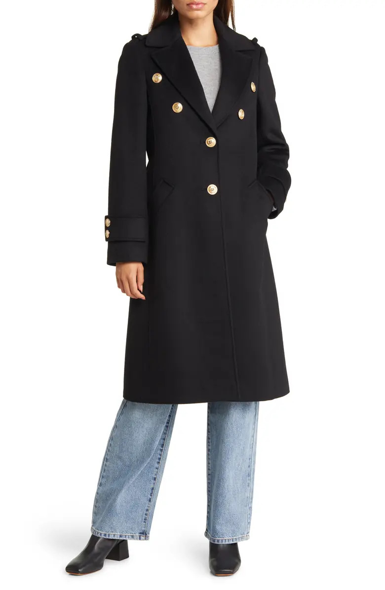 Crested Button Wool Blend Coat | Nordstrom
