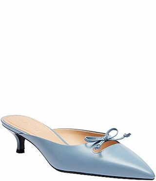 COACH Runway Leather Bow Kitten Heel Mules - 9 | Dillard's