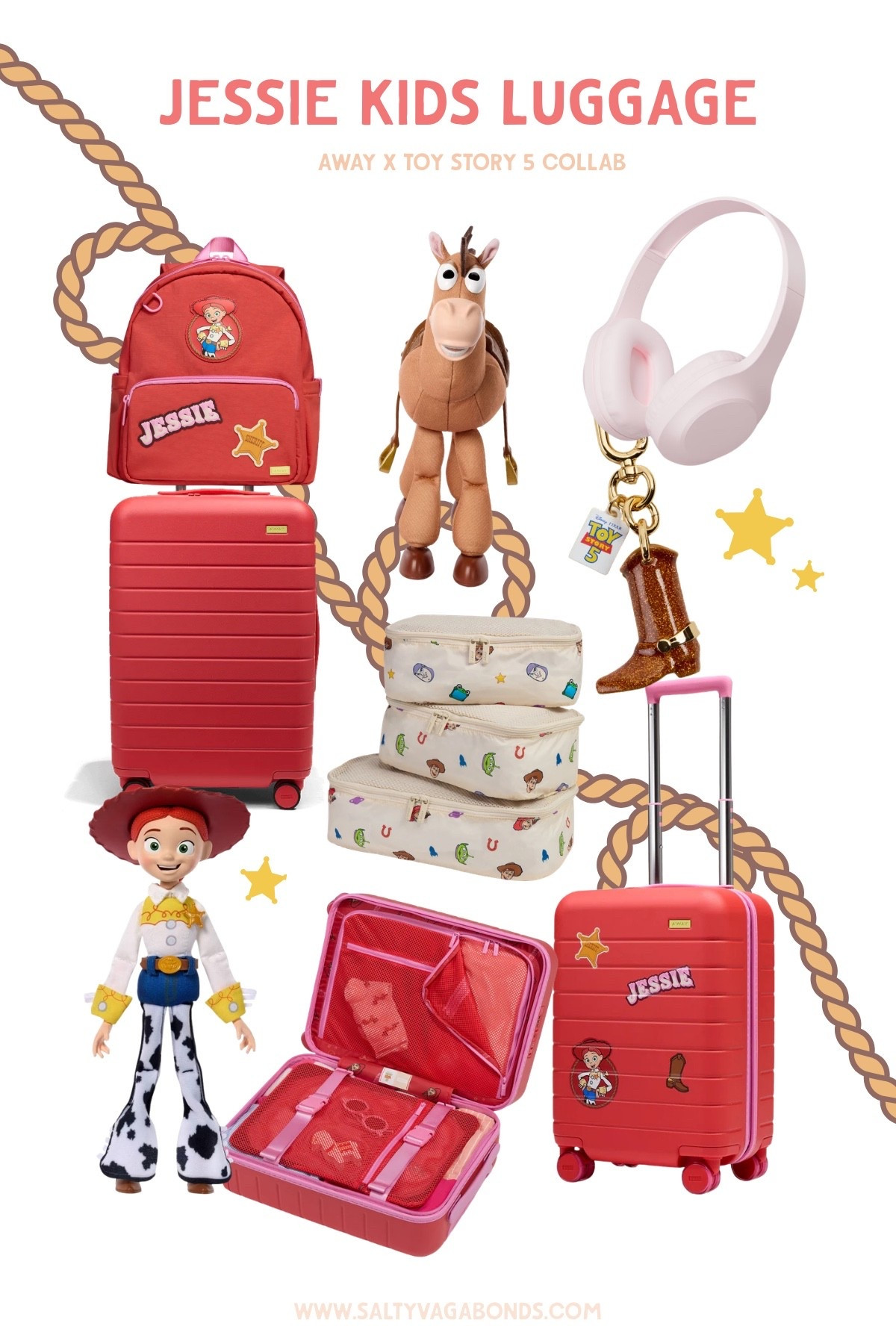 Yeehaw, this one’s for the cowgirls 🤠💗 The Away x Toy Story 5 Jessie collection is red and pink and covered in little sheriff details, and you can personalize the suitcase with her actual name (that JESSIE patch swaps to yours). It comes with a Jessie kids carry-on, a matching backpack, the sweetest cream Toy Story packing cubes, a Bullseye plush backpack, and a glitter cowboy boot charm.

Limited edition, so if you’ve got a little Jessie girl don’t sleep on it. These Away bags hold up to real family travel way better than the character luggage that falls apart. Tap to shop the Jessie collection 👇 perfect for a Disney trip, summer travel with kids, or a birthday gift she’ll actually use.

#jessie #toystory5 #kidsluggage #familytravel #travelwithkids

Jessie luggage | Jessie kids suitcase | Away x Toy Story 5 | red kids carry-on | personalized kids luggage | cowgirl kids luggage | Jessie backpack | kids carry-on suitcase | Disney trip packing | travel with kids | girls travel essentials | toddler suitcase | Toy Story luggage | cute kids luggage | Toy Story 5 merch

#LTKTravel #LTKKids #LTKSeasonal