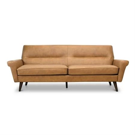 Lloyd Modern Furniture Style Genuine Apartment Size Leather Cognac Tan Couch | Walmart (US)