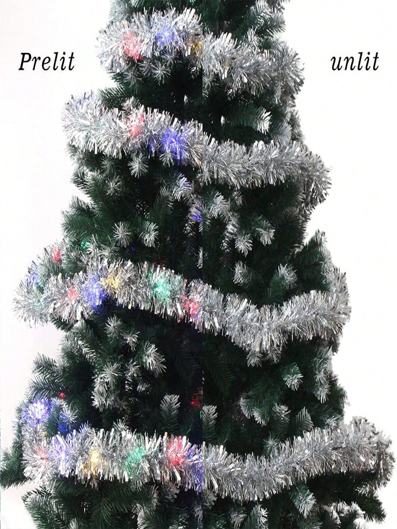 Christmas Prelit Tinsel Garland,christmas tinsel 6.6 Ft/2M Garland Hanging Garland with 100 Multi... | SHEIN