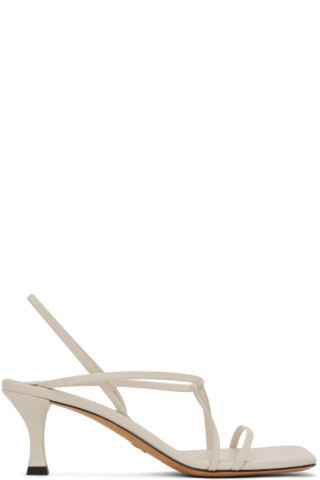 White Square Strappy Heeled Sandals | SSENSE