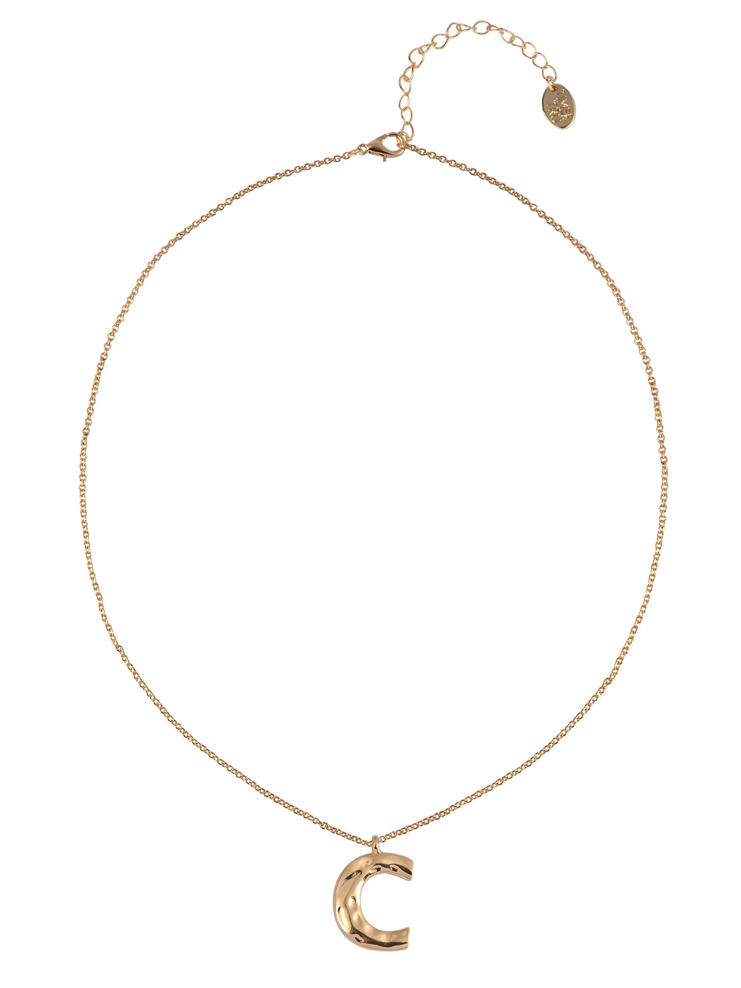 Time and Tru Goldtone Hammered Initial "C" Pendant Necklace | Walmart (US)