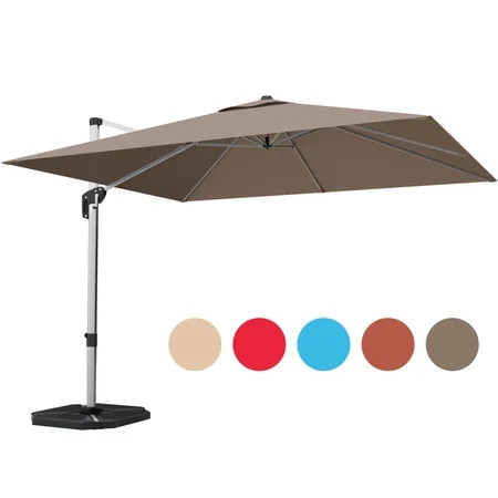 Gymax 10Ft Square Offset Hanging Patio Umbrella w/ Base 360 Degree Tilt Tan | Walmart (CA)