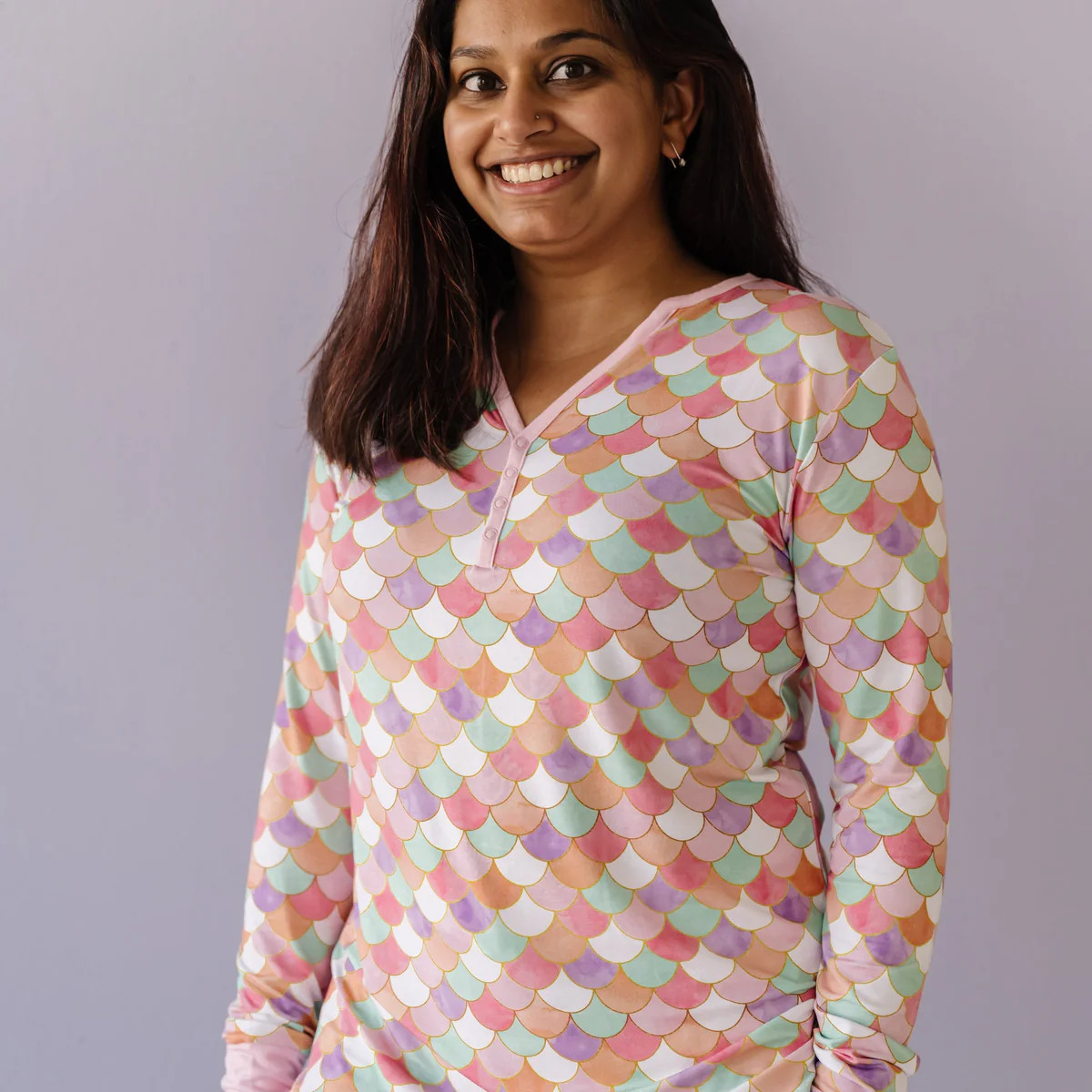 Mermaid Scales Women's Bamboo Viscose Pajama Top | Little Sleepies