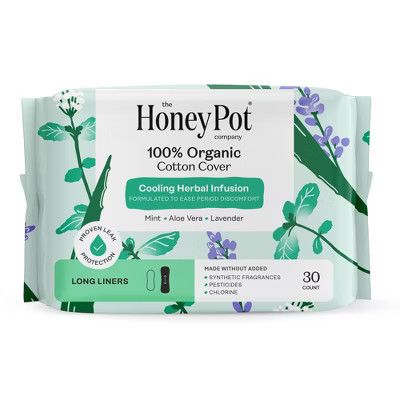 Honey Pot 100% Organic Cotton Cover Cooling Herbal Infusion Long Liners - 30 ct | Target