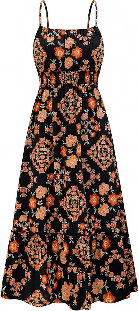 Summer Dresses for Women 2026 Sundresses Sleeveless Spaghetti Strap Boho Beach Vacation Outfits S... | Amazon (US)