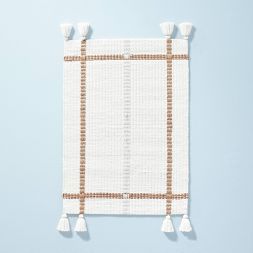 Bold Cross Stripes Tassel Rug Cream/Tan - Hearth & Hand™ with Magnolia | Target