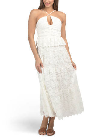 Stretch Lace Halter Tiered Dress | Marshalls