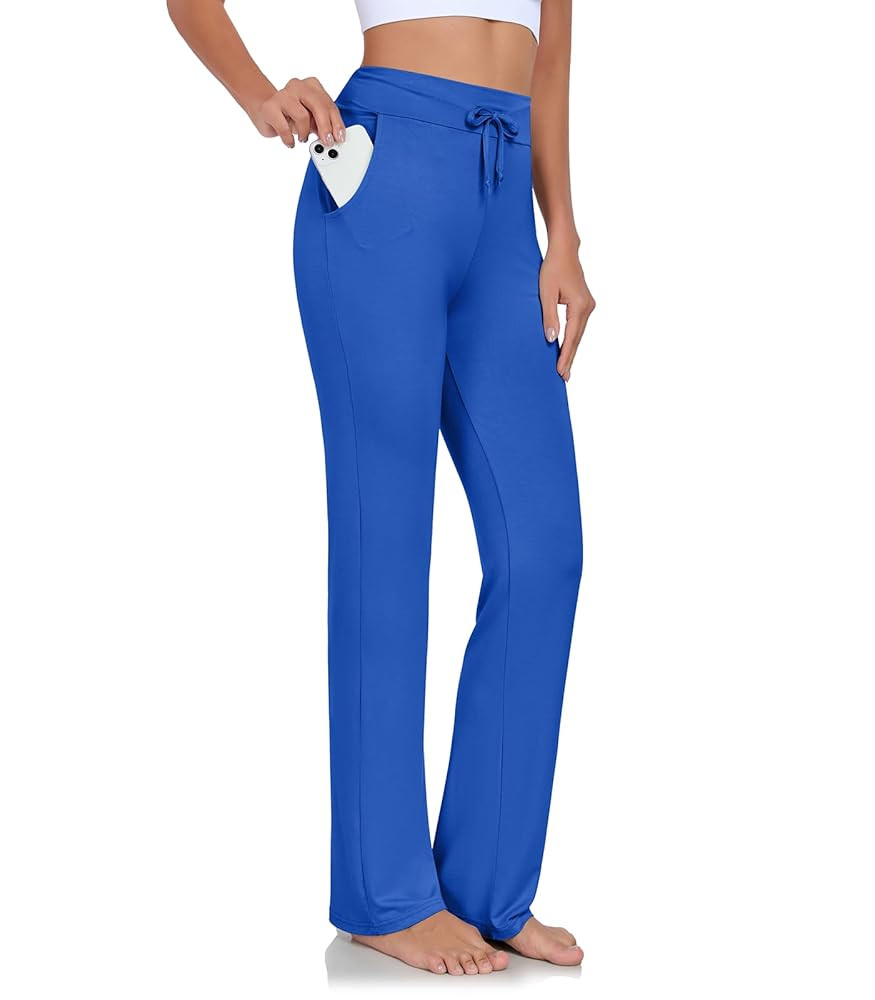 ADANIKI Womens Yoga Pants with Pockets Straight-Leg Loose Comfy Modal Drawstring Lounge Running L... | Amazon (US)