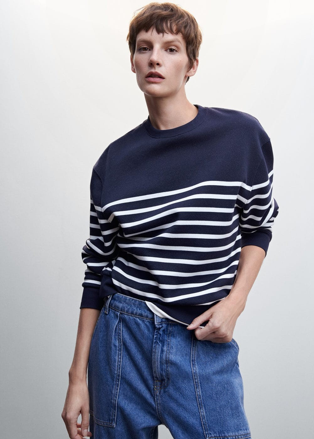 Sweat-shirt coton rayures | MANGO (FR)