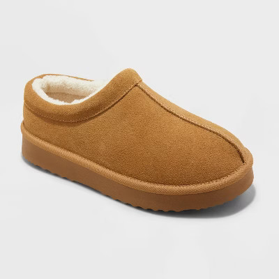 Women's Kaya Genuine Suede Clog Slippers - Auden™ Brown 10: Slip-On Indoor/Outdoor, Cushioned Footbed, Medium Width | Target