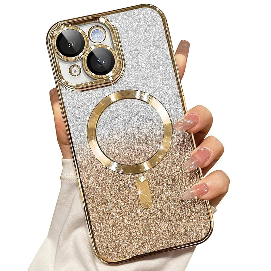 Misscase Compatible with iPhone 14 Magnetic Glitter Case with Camera Lens Protector Full Protecti... | Amazon (US)